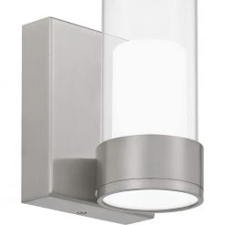 Logan 4.75 in. Brushed Nickel LED Sconce with Clear Glass Shade by Quoizel -Quoizel Sales brushed nickel quoizel vanity lighting pclog8605bn 44 1000