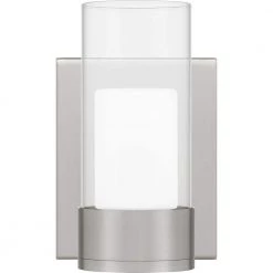Logan 4.75 in. Brushed Nickel LED Sconce with Clear Glass Shade by Quoizel -Quoizel Sales brushed nickel quoizel vanity lighting pclog8605bn 4f 1000