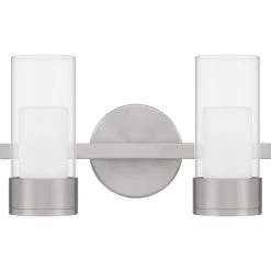 Logan 13.5 in. Brushed Nickel LED Vanity Light Bar with Clear Glass by Quoizel -Quoizel Sales brushed nickel quoizel vanity lighting pclog8614bn c3 1000