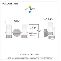 Logan 13.5 in. Brushed Nickel LED Vanity Light Bar with Clear Glass by Quoizel -Quoizel Sales brushed nickel quoizel vanity lighting pclog8614bn fa 1000