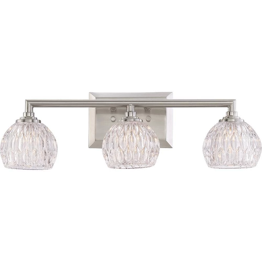 Serena 3-Light Brushed Nickel Vanity Light by Quoizel 3 Serena 3-Light Brushed Nickel Vanity Light by Quoizel