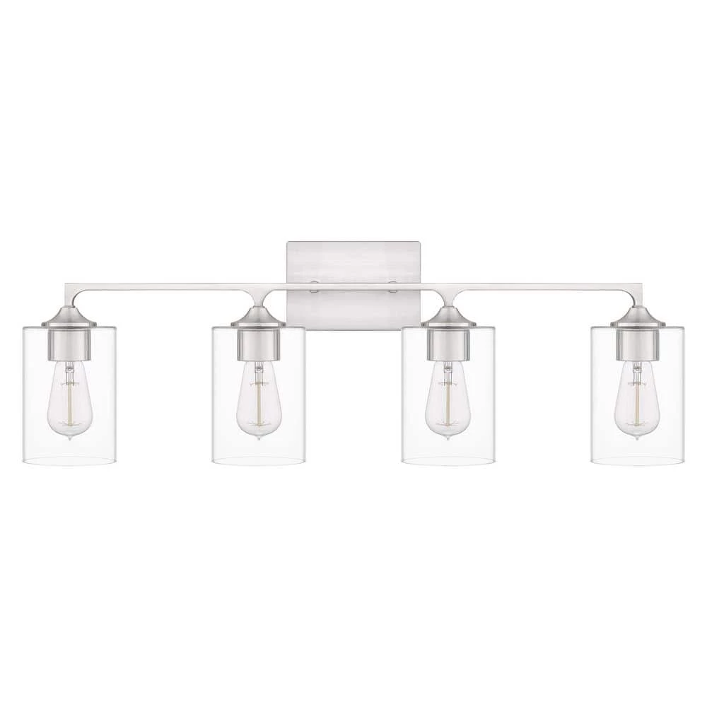 Prescott 33.5 in. 4-Light Brushed Nickel Bath Vanity Light by Quoizel 7 Prescott 33.5 in. 4-Light Brushed Nickel Bath Vanity Light by Quoizel - Image 5