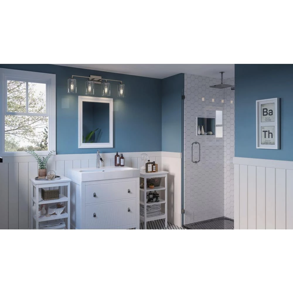 Prescott 33.5 in. 4-Light Brushed Nickel Bath Vanity Light by Quoizel 10 Prescott 33.5 in. 4-Light Brushed Nickel Bath Vanity Light by Quoizel - Image 8