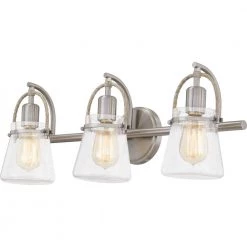 Stafford 24 in. 3-Light Brushed Nickel Vanity Light with Clear Seeded Glass by Quoizel -Quoizel Sales brushed nickel quoizel vanity lighting stf8624bn 4f 1000
