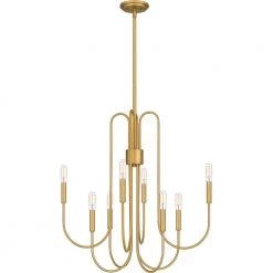 Cabry 8-Light Brushed Weathered Brass Chandelier by Quoizel -Quoizel Sales brushed weathered brass quoizel chandeliers cbr5028bws 1f 1000