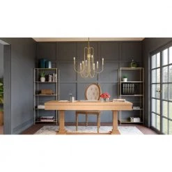 Cabry 8-Light Brushed Weathered Brass Chandelier by Quoizel -Quoizel Sales brushed weathered brass quoizel chandeliers cbr5028bws 31 1000