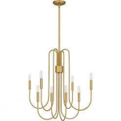 Cabry 8-Light Brushed Weathered Brass Chandelier by Quoizel -Quoizel Sales brushed weathered brass quoizel chandeliers cbr5028bws 4f 1000