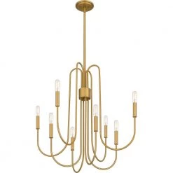 Cabry 8-Light Brushed Weathered Brass Chandelier by Quoizel -Quoizel Sales brushed weathered brass quoizel chandeliers cbr5028bws c3 1000