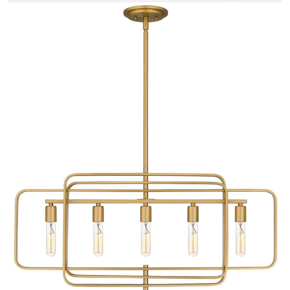 Dupree 5-Light Brushed Weathered Brass Island Chandelier by Quoizel 7 Dupree 5-Light Brushed Weathered Brass Island Chandelier by Quoizel - Image 5