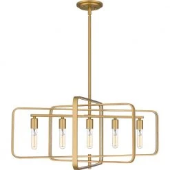 Dupree 5-Light Brushed Weathered Brass Island Chandelier by Quoizel