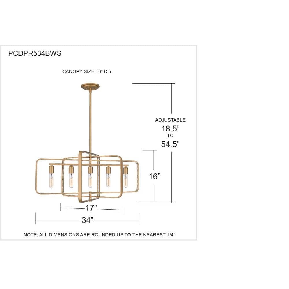 Dupree 5-Light Brushed Weathered Brass Island Chandelier by Quoizel 10 Dupree 5-Light Brushed Weathered Brass Island Chandelier by Quoizel - Image 8