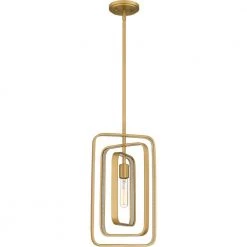 Dupree 1-Light Brushed Weathered Brass Statement Pendant by Quoizel