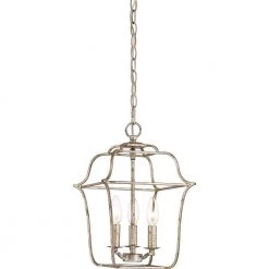Gallery 3-Light Century Silver Leaf Pendant by Quoizel