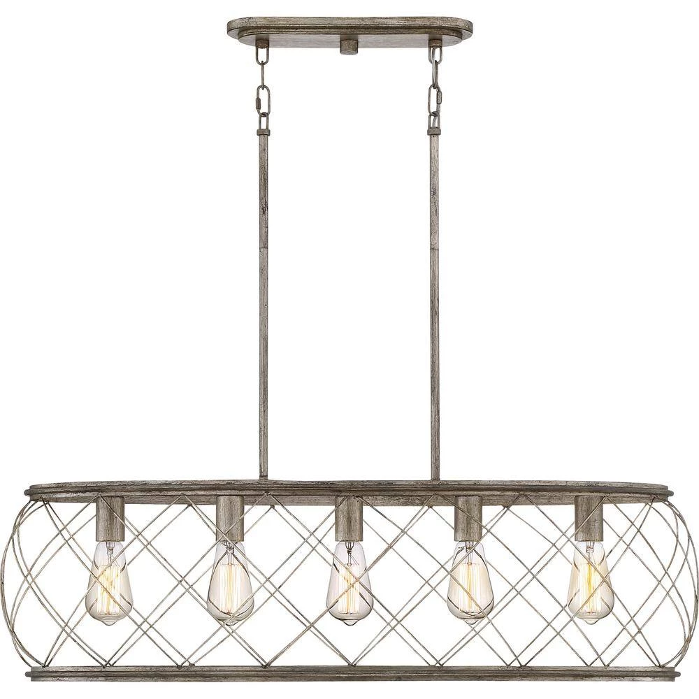 Dury 5-Light Century Silver Leaf Linear Chandelier by Quoizel 4 Dury 5-Light Century Silver Leaf Linear Chandelier by Quoizel - Image 2