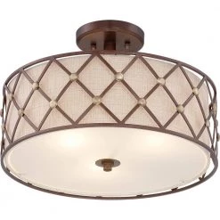 Brown Lattice 3-Light Copper Canyon Semi-Flush Mount by Quoizel -Quoizel Sales copper canyon quoizel flush mount lights bwl1717cc 4f 1000