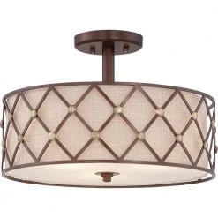Brown Lattice 3-Light Copper Canyon Semi-Flush Mount by Quoizel