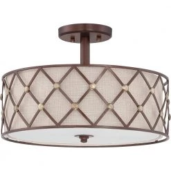 Brown Lattice 3-Light Copper Canyon Semi-Flush Mount by Quoizel -Quoizel Sales copper canyon quoizel flush mount lights bwl1717cc c3 1000