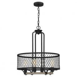Benton 4-Light Distressed Iron Pendant by Quoizel