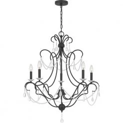 Bray 5-Light Earth Black Candle-Style Chandelier by Quoizel