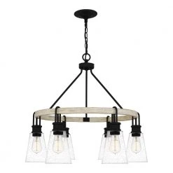 Kingsbridge 6-Light Earth Black Chandelier with Clear Seeded by Quoizel -Quoizel Sales earth black quoizel chandeliers kgb5029ek 4f 1000