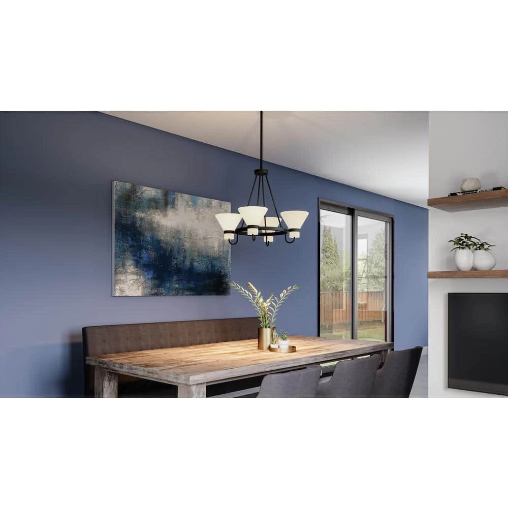 Marigold 4-Light Earth Black Chandelier with Opal Etched Glass Shade by Quoizel 11 Marigold 4-Light Earth Black Chandelier with Opal Etched Glass Shade by Quoizel - Image 9