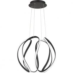 Waving Integrated LED Earth Black Pendant by Quoizel