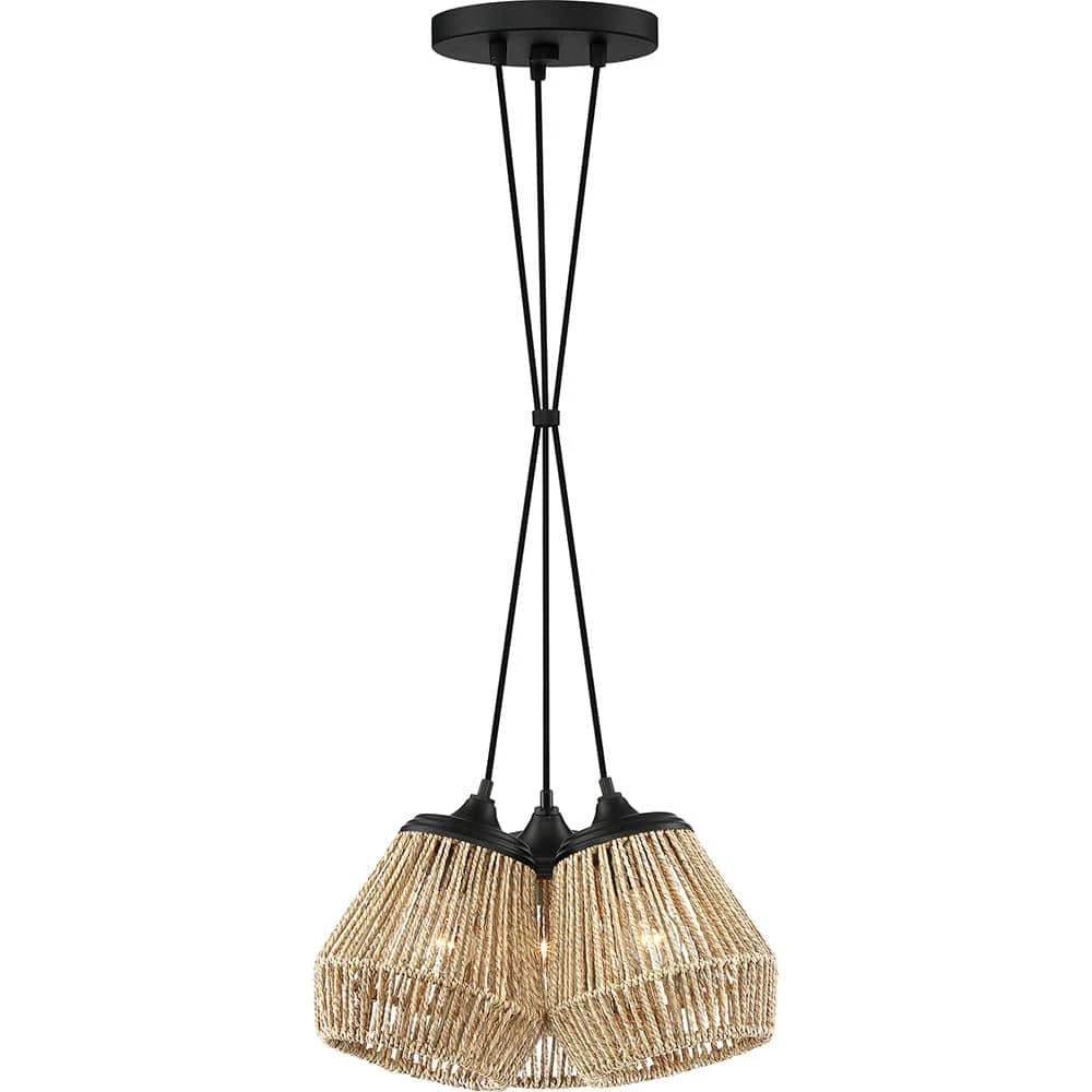 Romain 15 in. 3-Light Earth Black Pendant by Quoizel 3 Romain 15 in. 3-Light Earth Black Pendant by Quoizel