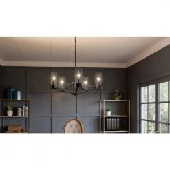 Villa 5-Light Earth Black Chandelier with Clear Glass Shade by Quoizel -Quoizel Sales earth black quoizel chandeliers via5024ek 31 1000