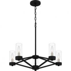 Villa 5-Light Earth Black Chandelier with Clear Glass Shade by Quoizel -Quoizel Sales earth black quoizel chandeliers via5024ek 44 1000