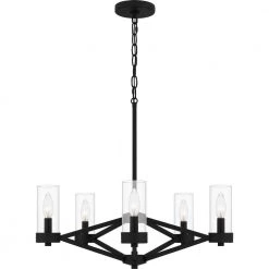 Villa 5-Light Earth Black Chandelier with Clear Glass Shade by Quoizel -Quoizel Sales earth black quoizel chandeliers via5024ek 4f 1000