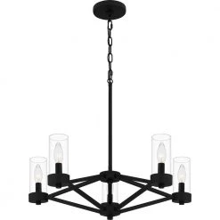 Villa 5-Light Earth Black Chandelier with Clear Glass Shade by Quoizel