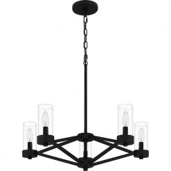 Villa 5-Light Earth Black Chandelier with Clear Glass Shade by Quoizel -Quoizel Sales earth black quoizel chandeliers via5024ek c3 1000