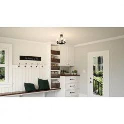 Alpine 16 in. 3-Light Earth Black Semi-Flush Mount with Clear Seeded by Quoizel -Quoizel Sales earth black quoizel flush mount lights alp1716ek 31 1000