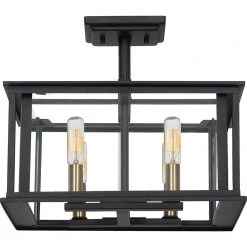 Citadel 4-Light Earth Black Semi-Flush Mount by Quoizel -Quoizel Sales earth black quoizel flush mount lights cdl1714ek 4f 1000