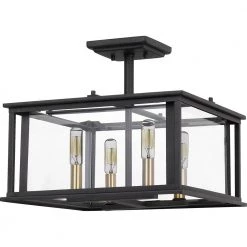 Citadel 4-Light Earth Black Semi-Flush Mount by Quoizel -Quoizel Sales earth black quoizel flush mount lights cdl1714ek c3 1000