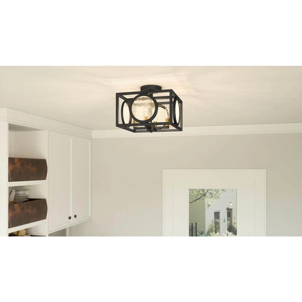 Chalamont 12 in. 4-Light Earth Black Semi-Flush Mount by Quoizel 4 Chalamont 12 in. 4-Light Earth Black Semi-Flush Mount by Quoizel - Image 2