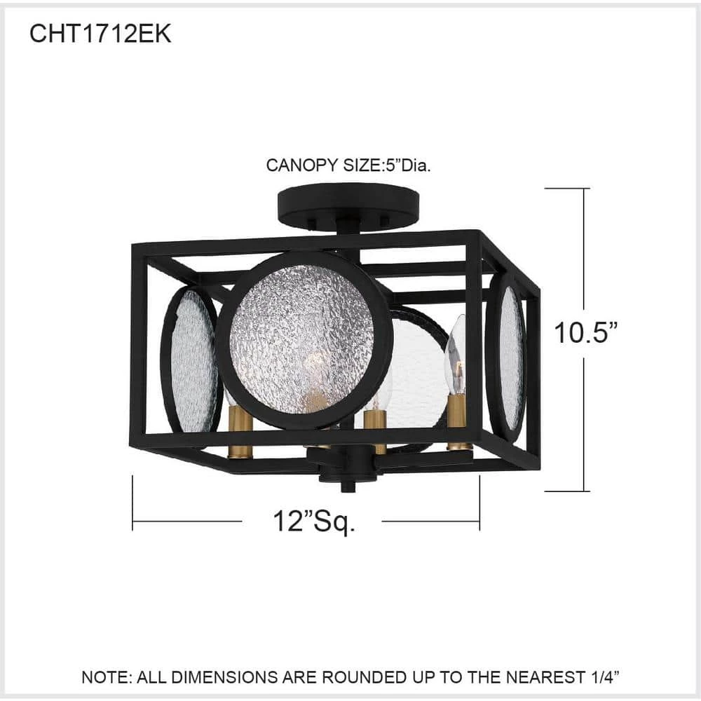 Chalamont 12 in. 4-Light Earth Black Semi-Flush Mount by Quoizel 9 Chalamont 12 in. 4-Light Earth Black Semi-Flush Mount by Quoizel - Image 7
