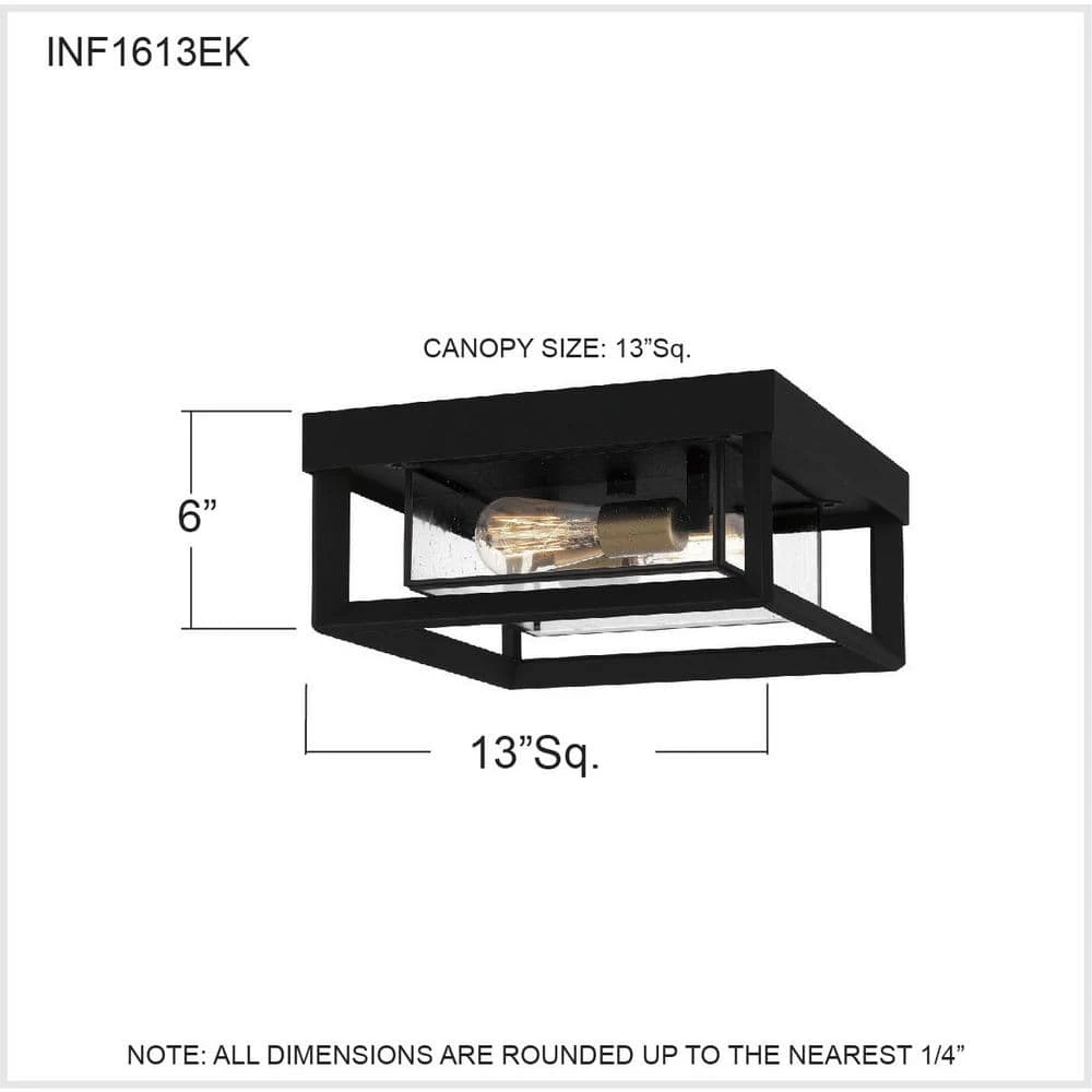 Infinger 2-Light Semi-Flush Mount with Clear Seeded Glass by Quoizel 9 Infinger 2-Light Semi-Flush Mount with Clear Seeded Glass by Quoizel - Image 7
