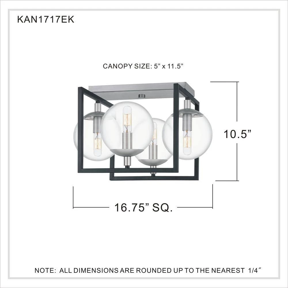 Kane 4-Light Earth Black Semi-Flush Mount by Quoizel 7 Kane 4-Light Earth Black Semi-Flush Mount by Quoizel - Image 5