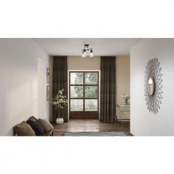 Kingsbridge 3-Light Semi-Flush Mount with Clear Seeded Glass by Quoizel -Quoizel Sales earth black quoizel flush mount lights kgb1718ek 31 1000