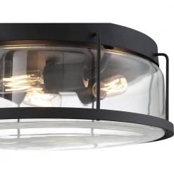 Ludlow 13.25 in. 3-Light Earth Black Flush Mount by Quoizel -Quoizel Sales earth black quoizel flush mount lights lud1613ek 1f 1000