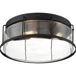 Ludlow 13.25 in. 3-Light Earth Black Flush Mount by Quoizel -Quoizel Sales earth black quoizel flush mount lights lud1613ek 4f 1000