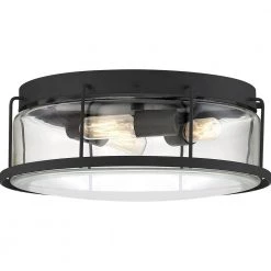 Ludlow 13.25 in. 3-Light Earth Black Flush Mount by Quoizel