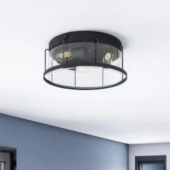 Ludlow 13.25 in. 3-Light Earth Black Flush Mount by Quoizel -Quoizel Sales earth black quoizel flush mount lights lud1613ek fa 1000