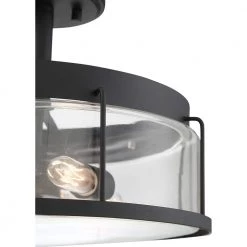 Ludlow 3-Light Earth Black Semi-Flush Mount by Quoizel -Quoizel Sales earth black quoizel flush mount lights lud1713ek 1f 1000