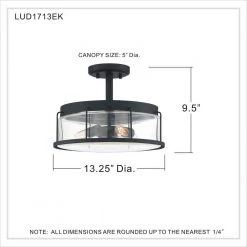 Ludlow 3-Light Earth Black Semi-Flush Mount by Quoizel -Quoizel Sales earth black quoizel flush mount lights lud1713ek 44 1000