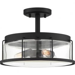Ludlow 3-Light Earth Black Semi-Flush Mount by Quoizel