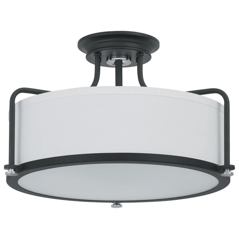 Rigel 17.5 in. 3-Light Earth Black Semi-Flush Mount by Quoizel 7 Rigel 17.5 in. 3-Light Earth Black Semi-Flush Mount by Quoizel - Image 5