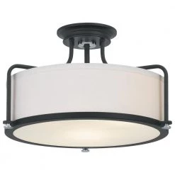 Rigel 17.5 in. 3-Light Earth Black Semi-Flush Mount by Quoizel