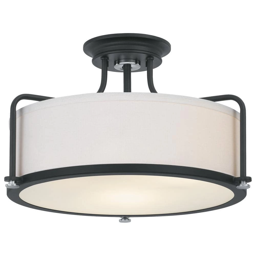Rigel 17.5 in. 3-Light Earth Black Semi-Flush Mount by Quoizel 3 Rigel 17.5 in. 3-Light Earth Black Semi-Flush Mount by Quoizel